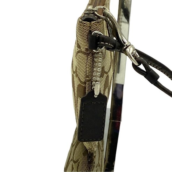 Coach C Signature Jacquard Brown Wristlet - Picture 4 of 9